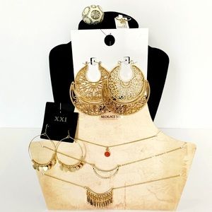 GOLD-TONE Jewelry Bundle Variety Lot 7 Pieces All NEW BoHo Costume